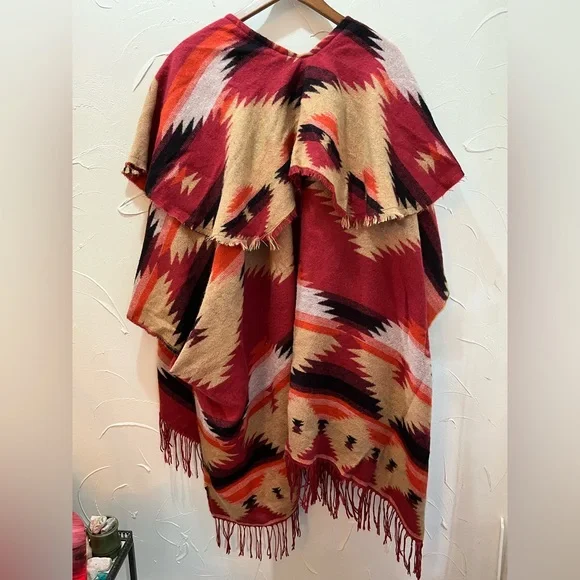Free People Crossroads Aztec Poncho One Size - Picture 5 of 12